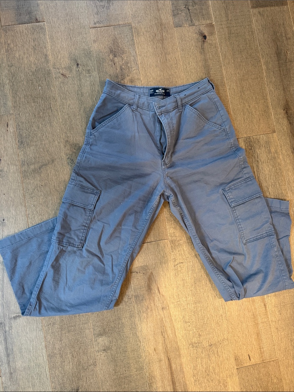 Hollister ultra high-rise Dad pant Blue-Grey Cargo Pants with Side Pockets